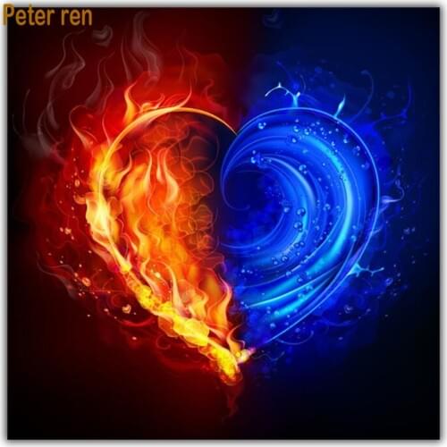 Peter ren Diy Diamond painting cross stitch Square\Round diamond mosaic icon Full Diamond embroidery "Heart shaped ice and fire"