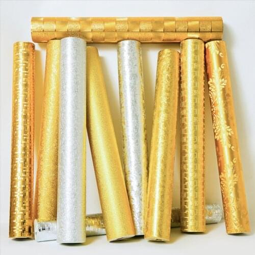 Q QIHANG Modern Simple Gold Silver Foil Waterproof Wallpaper for Hotel KTV Bars TV Backdrop Wallpaper 1.73'W x 32.8'L=57 Sq.ft