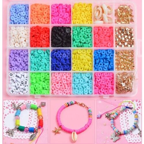 Colorful Flat Round Polymer Clay Spacer Beads For Bracelet Necklace Accessories 6mm Handmade Charms Beads for DIY Jewelry Making