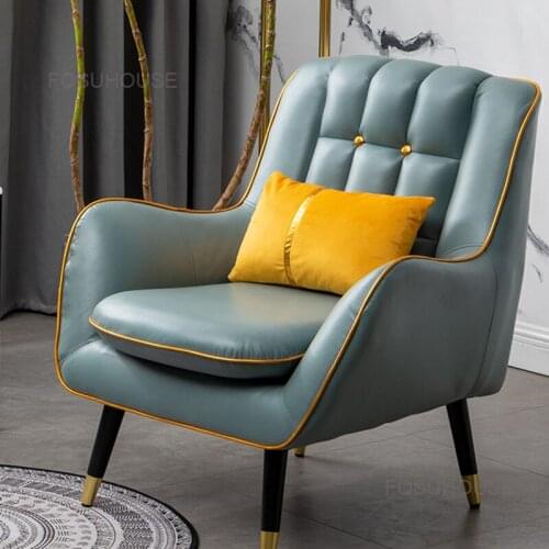 Nordic Luxury Sofas For Living Room Modern Simple Living Room Leather Sofa Chair Bedroom Balcony Home Furniture Single Sofa