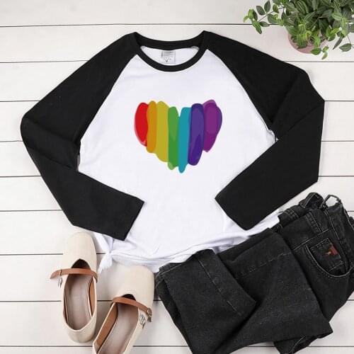 S-3XL Plus Size Fashion Women Valentines Day Love Painted Color Block Long Sleeve Round Neck Casual Blouse Shirt Couple outfit