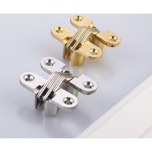 1PCS Hidden Hinges 8x42MM Invisible Concealed Cross Door Hinge Bearing 180D With Screw For Folding Door/Window Furniture DIY
