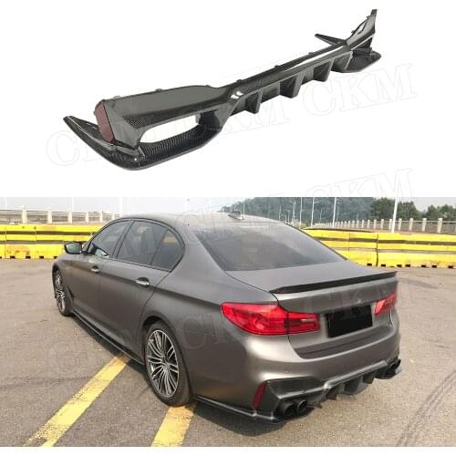 Dry Carbon Fiber Rear Lip Diffuser Splitters Flaps For BMW 5 Series F90 M5 Sedan 4 Door 2018- 2020 3D Style Back Bumper Guard
