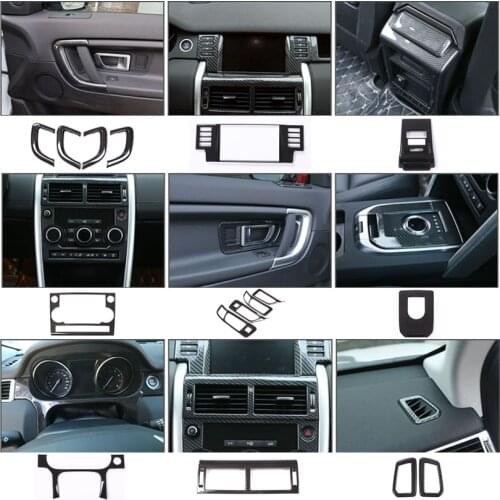 Carbon Fiber ABS Interior Console Gear Panel Air Vents Frame Decoration Cover Trim Sticker For Land Rover Discovery Sport 15-19