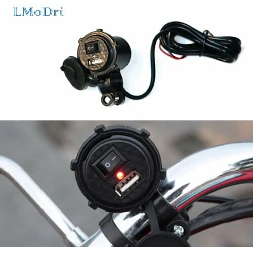 LMoDri Universal Motorcycle Waterproof USB Charger Adapter Electric Bicycle Handlebar Power Supply Port Socket For Phone GPS MP4