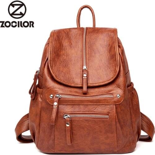 Women Backpack high quality soft Leather Fashion school Backpacks Female Feminine Casual Large Capacity Vintage Shoulder Bags