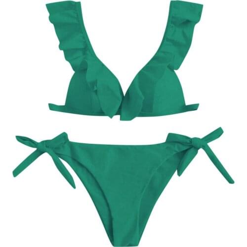 Ruffles Bikini 2021 For Ladies Summer Swimsuit Women High Waist Bikinis Swimwear Swimuit Female Retro Beachewear Bikini Set