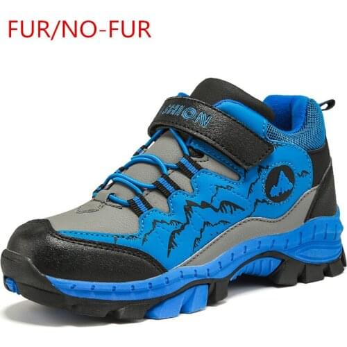 &winter Kids Fashion Sneakers Anti-slippery Keep-warm Outdoor Sport Hiking Campping Shoes for Boy Children Fur/non-fur Sneakers