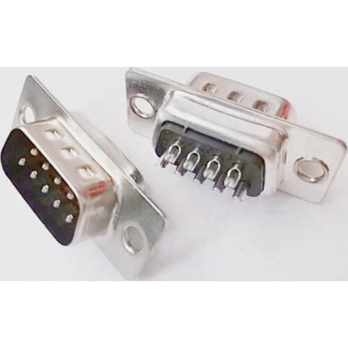 10pcs DIY D-sub connector 9 pin Male solder wire type black insulator Rohs