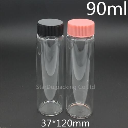 10pcs/lot 37*120mm 90ml screw neck glass bottle with Plastic cap for vinegar or alcohol,carft/storage candy bottle