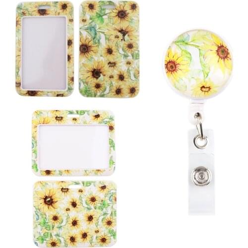 20pcs/lot BH1528 Blinghero Sunflower Retractable Badge Reel Nurse Student Exhibition Card Clip Badge Holder Lanyard Stationery