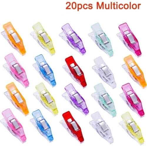 20PCS Mixed Plastic Sewing Clothing Clips Holder for DIY Patchwork Fabric Quilting Craft Sewing Knitting Garment Clips