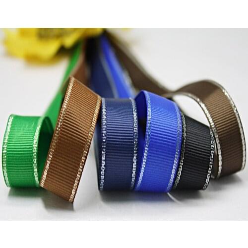 3/8'' 9mm soild silver edge grosgrain ribbon gift package ribbon DIY handmade fabric 20 yards