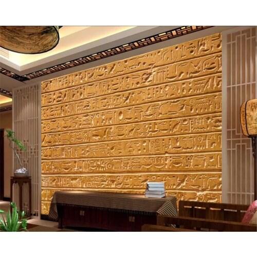 Beibehang Custom Wallpaper 3d Photo Murals Egyptian Relief Stone Striped Living Room Background Wall paper Mural papel de parede