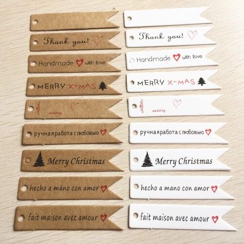 500pcs 7x1.5cm Long Shape gift Hang Labels thank You/Hand Made with Love Little Cute Birthday Party Supplies Diy Tag Card