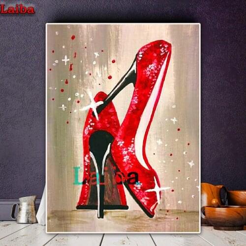 5d cross stitch diamond painting Red high heels full diamond embroidery square round 3d diy mosaic diamond picture Decoration