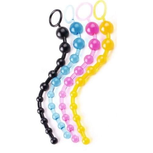 20 pcs/lot Jelly Anal Beads for Beginner, Silicone Flexible Anal Stimulator Butt Plug Sex Toys Products for Women Men GS0153