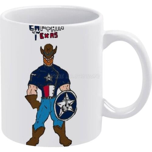 Captain Texas White Mug Coffee Mug 330ml Ceramic Home Milk Tea Cups and Mugs Travel Gift for Friends Texas Captain Superhero Ame