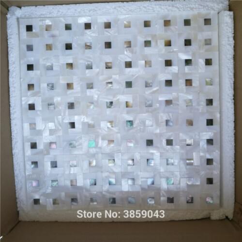 White freshwater shell and black mother of pearl mosaic tile for kitchen backsplash and bathroom wall tile 11 square feet/lot