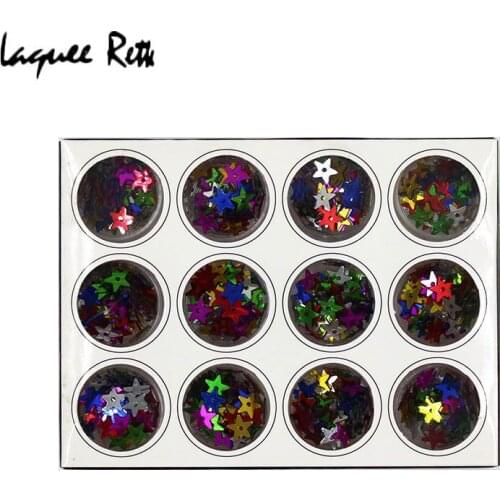 12pots Star Shape Nail Glitter Sequins Size 2-3mm Multi-color Nail Flakes Paillette Manicure Nail Art Decoration