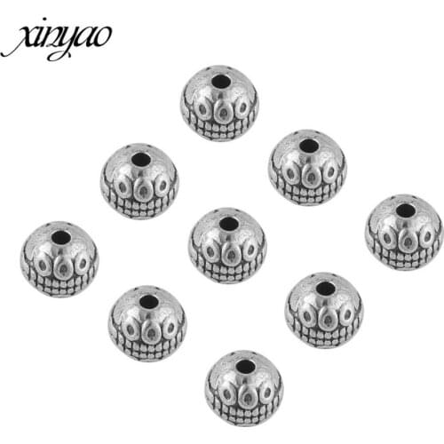 XINYAO 20pcs Vintage Bead Charms Big Hole Beads Metal Round Seed Spacer Beads Fit For DIY Bracelet Pendants Jewelry Making