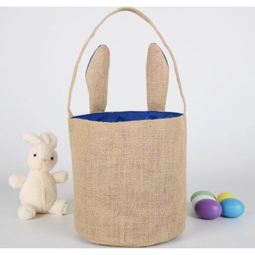 Jute Easter Bunny Ears Gift Bag Rabbit Bags Reticule Basket for jewelry Eggs Holiday Party Candies Gifts Packing Bag Decoration