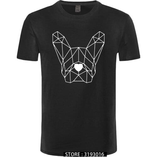 Geometric Polygon Dog Head T-shirt French Bulldog Pet T Shirts Simple line art Tshirt Minimalism Top Quality Mens Short Tees