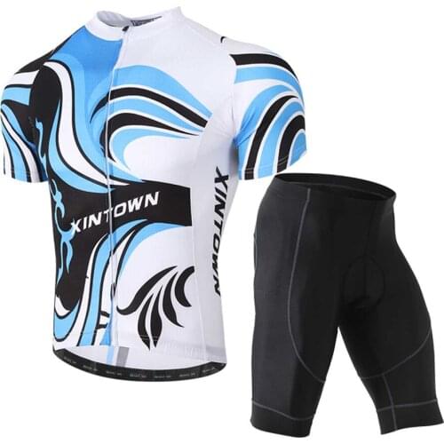 Cycling Clothing Suit for Men Quick Dry Breathable Bike Jersey Summer Team Wave Chinese Style Jerseys +Gel Bike Shorts Set