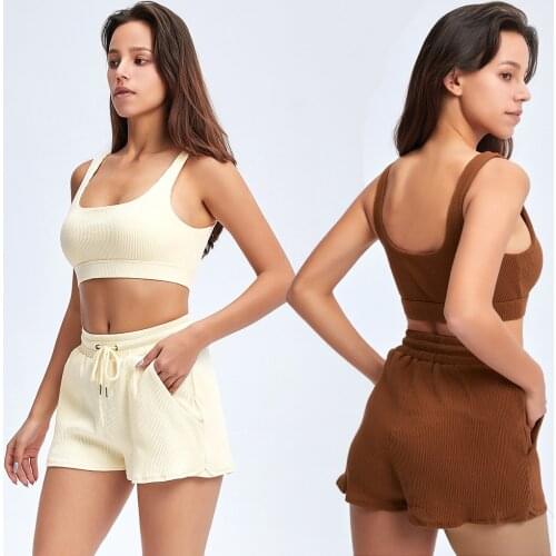 New Arrival Workout Sets For Women 2pc Outfits Jogging Suits Sexy Gym Clothing Track Suit High Waist Pants Sports Bras Short