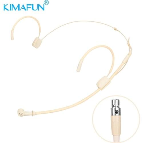 KIMAFUN Mini Head Wearing Wired Headset Microphone Condenser Mic for Shure Sennheiser AKG Samson Beltpack Transmitter Systems