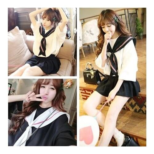 Korean female student sailor suit summer JK uniform school uniform class Japanese short-sleeved navy wind sweet college wind