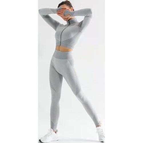 New Yoga Suit Pants Suit Workout Suit Seamless Tights Sportswear Womens Sportswear Fitness Tops High Waist Sports Suit