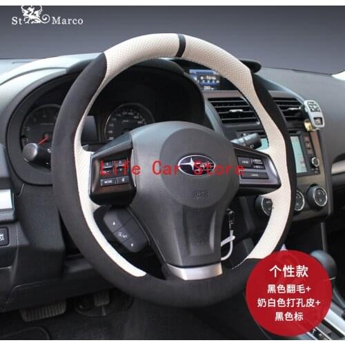 For Subaru Forester LEGACY Outback XV BRZ STI DIY Hand Sewn Steering Wheel Cover Top Leather