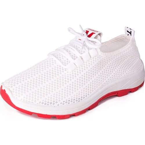 Spring Summer New Breathable Net Shoes Casual Lightweight Womens Shoes Full Mesh Hollow Students White Walking Running Shoes