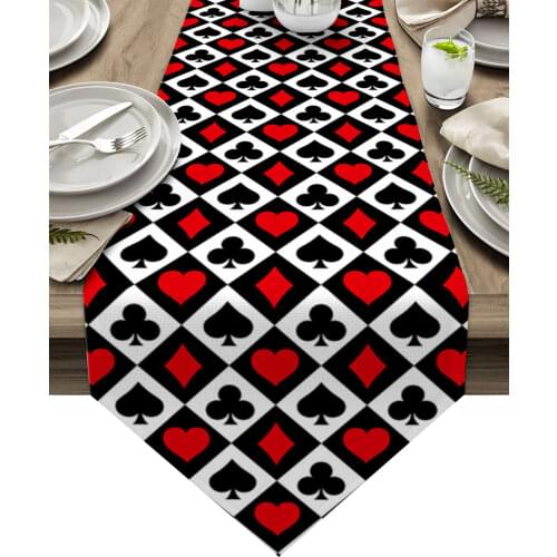 Poker Squares Spades Hearts Plaid Texture Modern Table Runner Wedding For Party Event Home Decoration Table Mat Accessories
