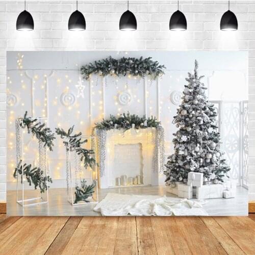 Laeacco Indoor White Vintage Wall Christmas Tree Gifts Carpet Baby Birthday Portrait Backdrop Photographic Photo Background