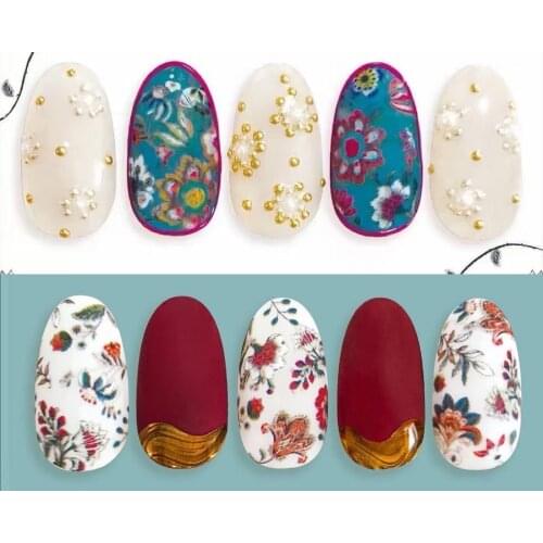 MG201126-02 Embroidery flowers leaves 3D Back glue Nail Art Stickers Decals Sliders Nail ornament decoration