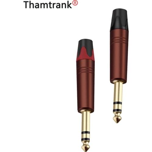 50PCS 6.35mm Stereo Straight male amplifier microphoneTS TRS plug 6.35mm jack plug Stereo audio connector