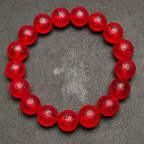 Fashion A++++ 100% Natural Primary color Korla blood meteorite glass meteorite Bracelet hand string red meteorite energy lucky