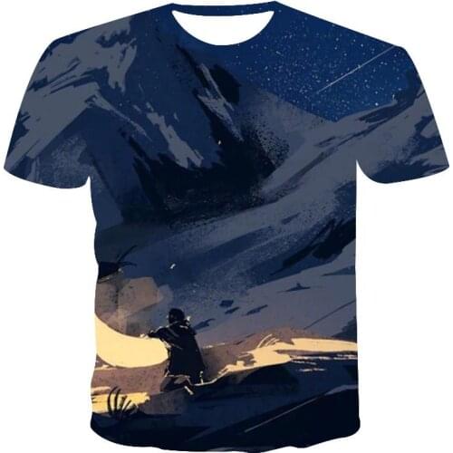 New T-shirt Mens High Quality Mens T-shirt Short Sleeve Meteor Pattern 3D Printing Mens T-shirt Fashion Handsome T-shirt