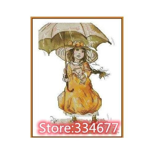 Umbrella girl rainy day Top Quality Sewing kit Embroidery Needlework 14CT Unprinted Art Cross Stitch Kits DIY Handmade Decor