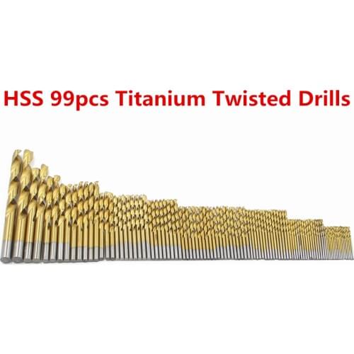 99PCS HSS Twist Drill Bits Set 1.5-10mm With Titanium Coated Surface 118 Degree Drill Bit For Drilling Metal tool