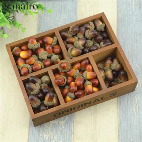 Cheap 60pcs 3cm Acorns Mini Artificial Fake Foam Fruits and Vegetables Berries Flowers For Wedding Christmas Tree Decoration