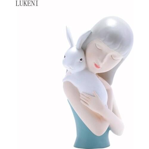 Nordic Style Fashion Art Decoration Rabbit Girl Creative Home Interior Decoration Resin Crafts Desktop Decoration