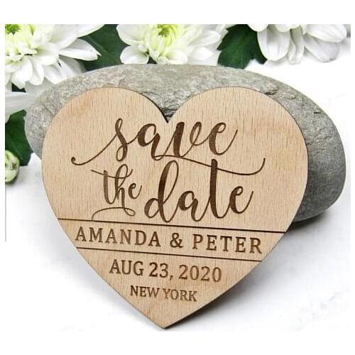 Personalized names heart rustic Wedding wooden Save the Date Magnets bridal shower party favors company gifts invites nserts