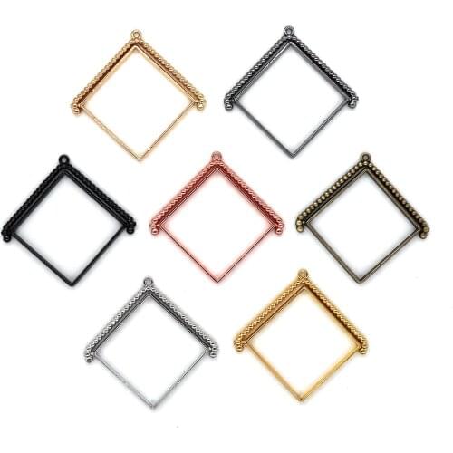 6pcs 7 Color 43X44mm Geometric shape diy pendant resin pendant rotation metal frame DIY Jewelry Making Crafts