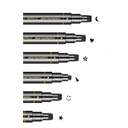 Double Head Eyeliner Stamp Moon Star Heart Flower Black Eyeliner Pen Quick Dry Liquid Waterproof Eye Liner Pencil Makeup TSLM2