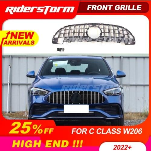 New Arrival For mercede C class W206 Gt R grille 2022+ Front Bumper Mesh C250 C200 C300 W206 panamerica Grill With Camera Hole