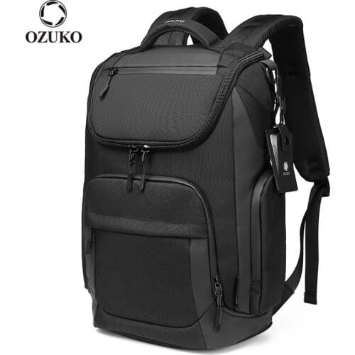 OZUKO Large Capacity Men Backpack 15.6" Laptop Backpack Mens Waterproof USB Charging Backpacks Male Business Travel Bag Mochila