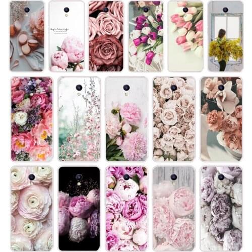 172SD Drawn Peony Delicate Flower Soft Silicone Tpu Cover phone Case for Meizu M5 M5S M5C M6 M6S M6T Note Pro 7 Plus